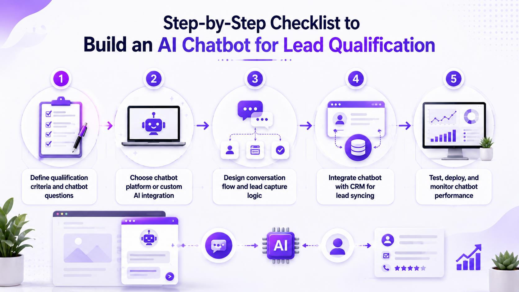 Illustration for Step-by-step checklist to build an AI chatbot for lead qualification