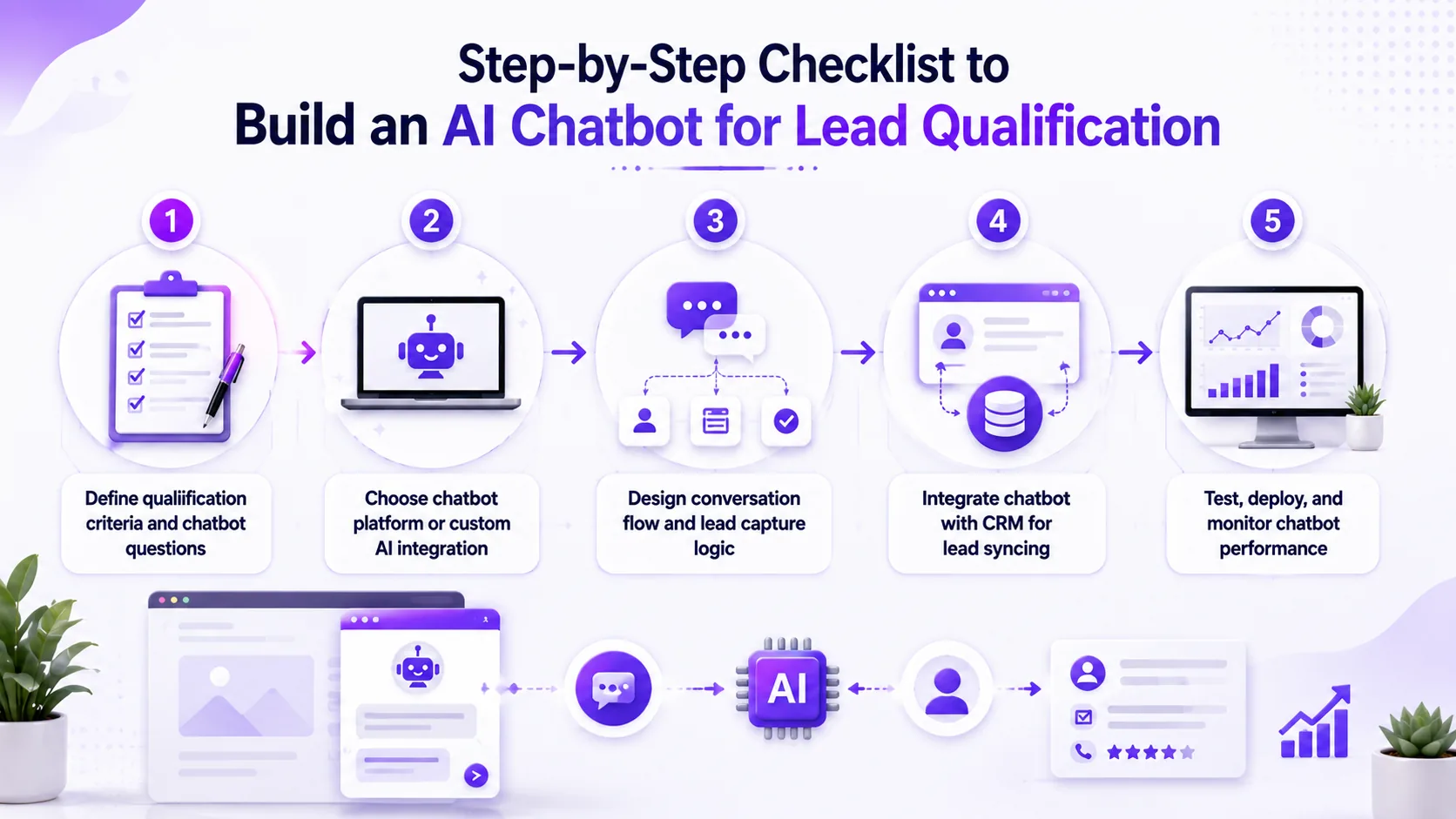 Illustration for Step-by-step checklist to build an AI chatbot for lead qualification
