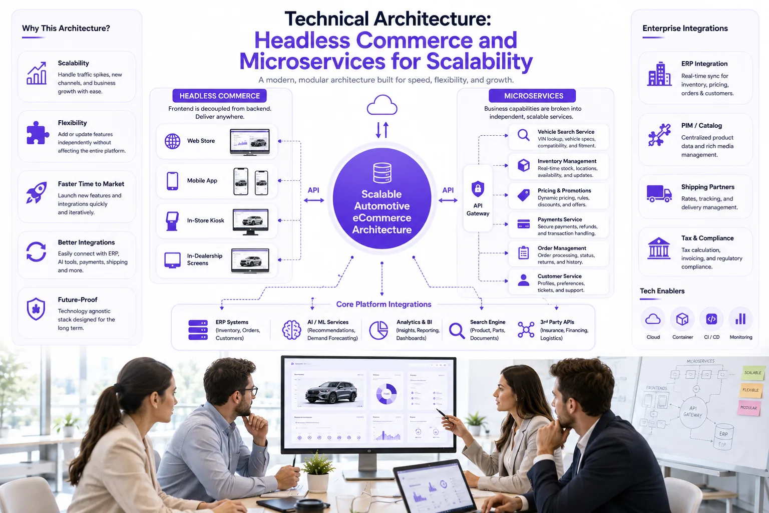 Illustration for Technical Architecture: Headless Commerce and Microservices for Scalability