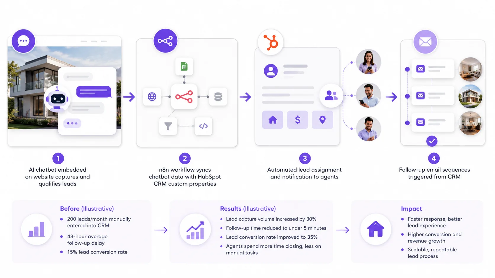Illustration for Illustrative case study: Real estate agency automates lead capture and qualification (illustrative example)