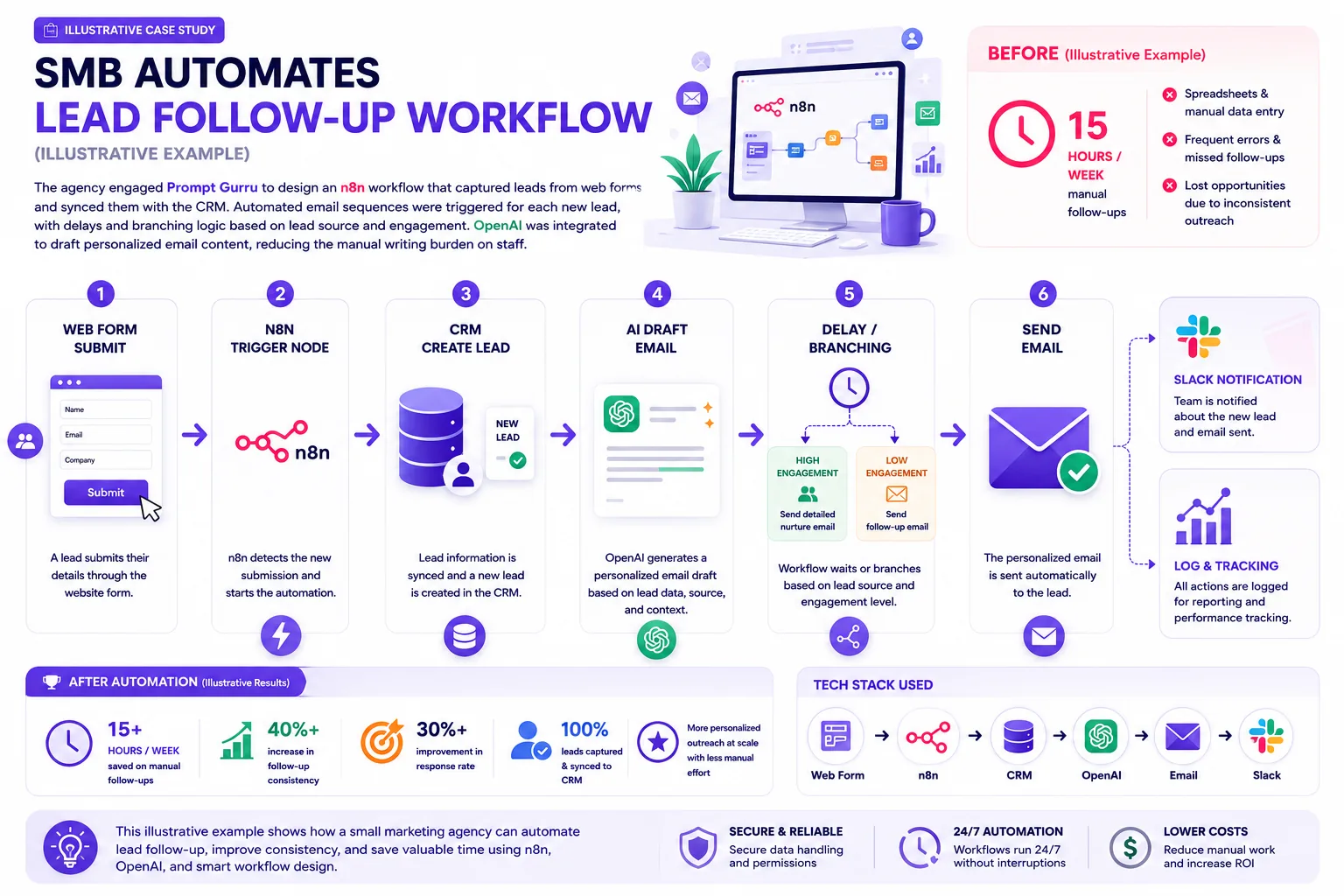 Illustration for Illustrative Case Study: SMB Automates Lead Follow-Up Workflow (illustrative example)